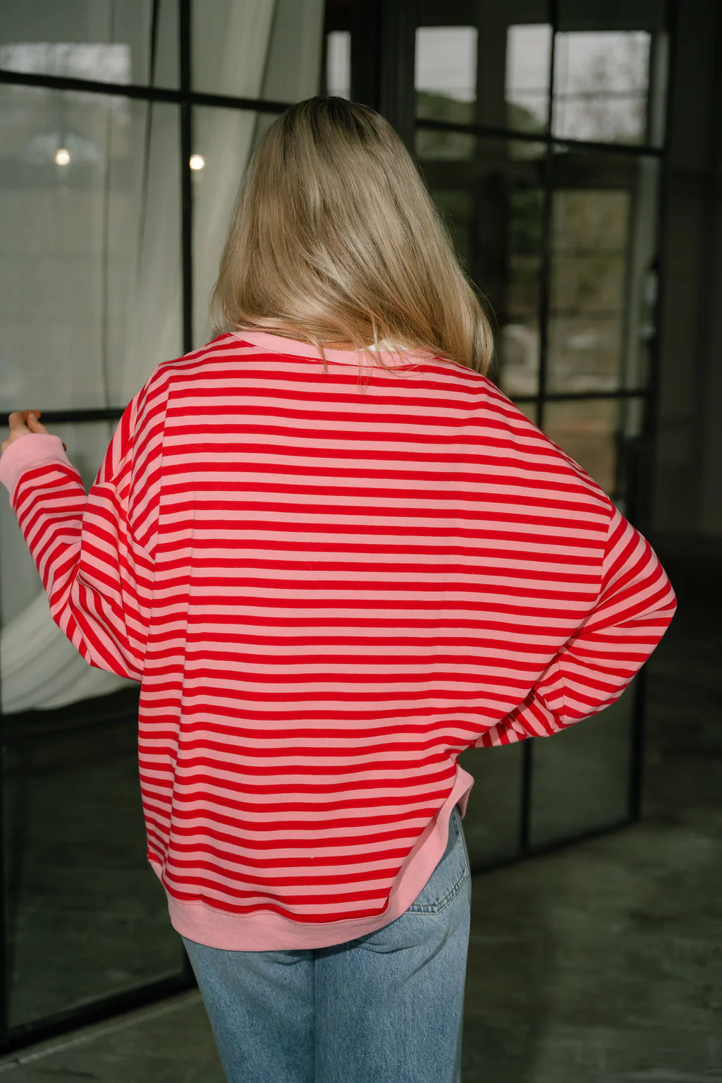 Elle Pink & Red Stripe Pullover - Image 11