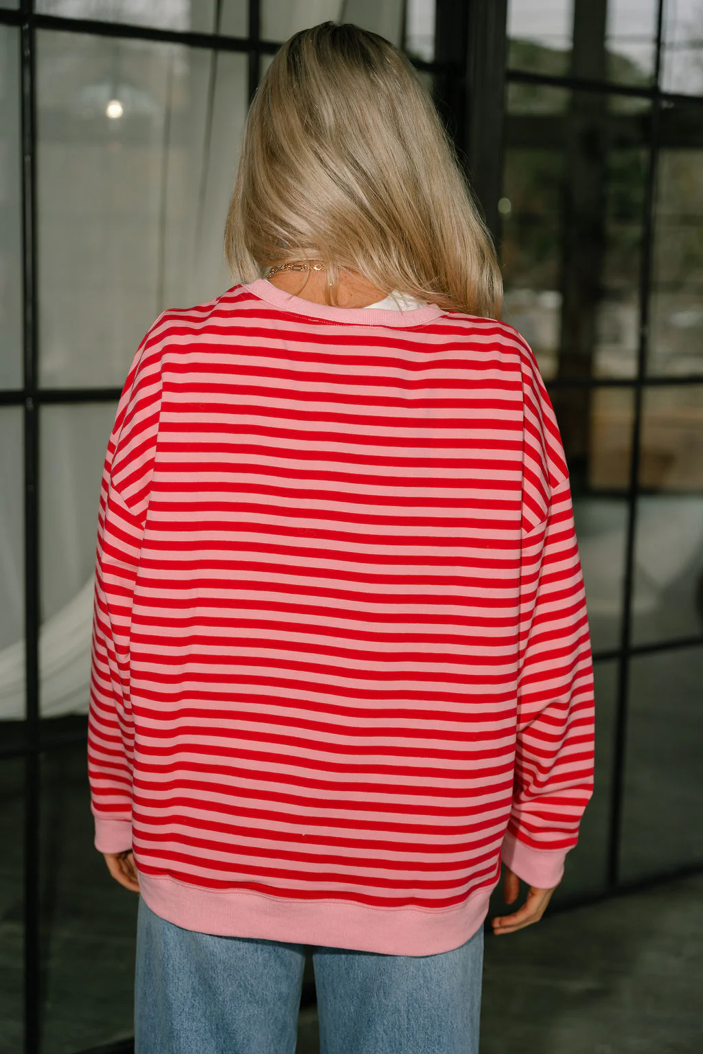 Elle Pink & Red Stripe Pullover - Image 4