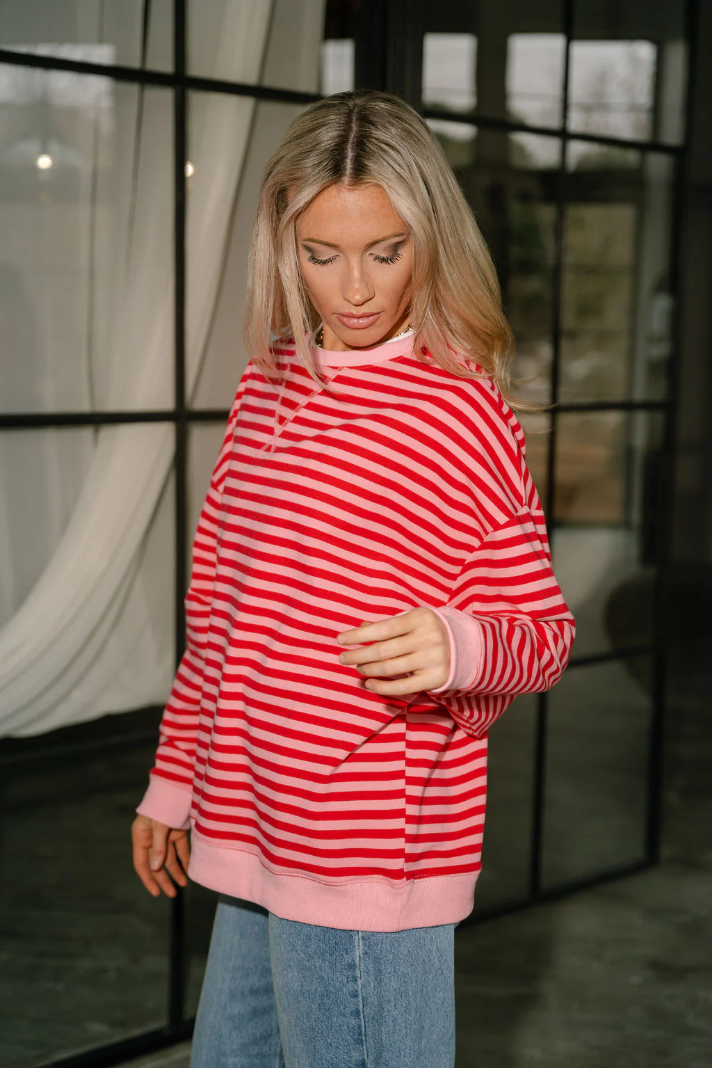 Elle Pink & Red Stripe Pullover - Image 7