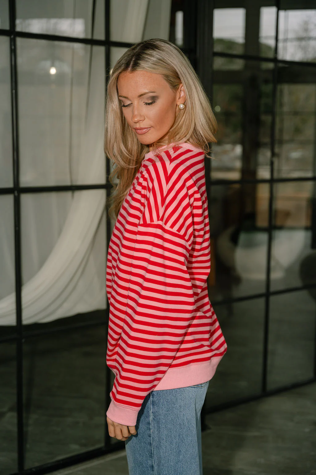Elle Pink & Red Stripe Pullover - Image 9