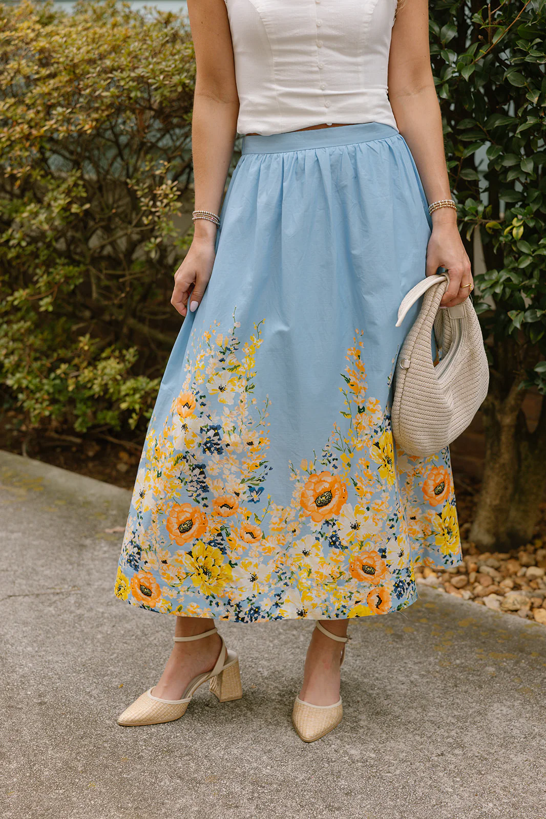 Ellie Blue Multi Floral Midi Skirt