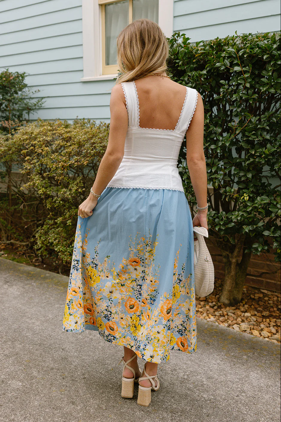 Ellie Blue Multi Floral Midi Skirt - Image 4