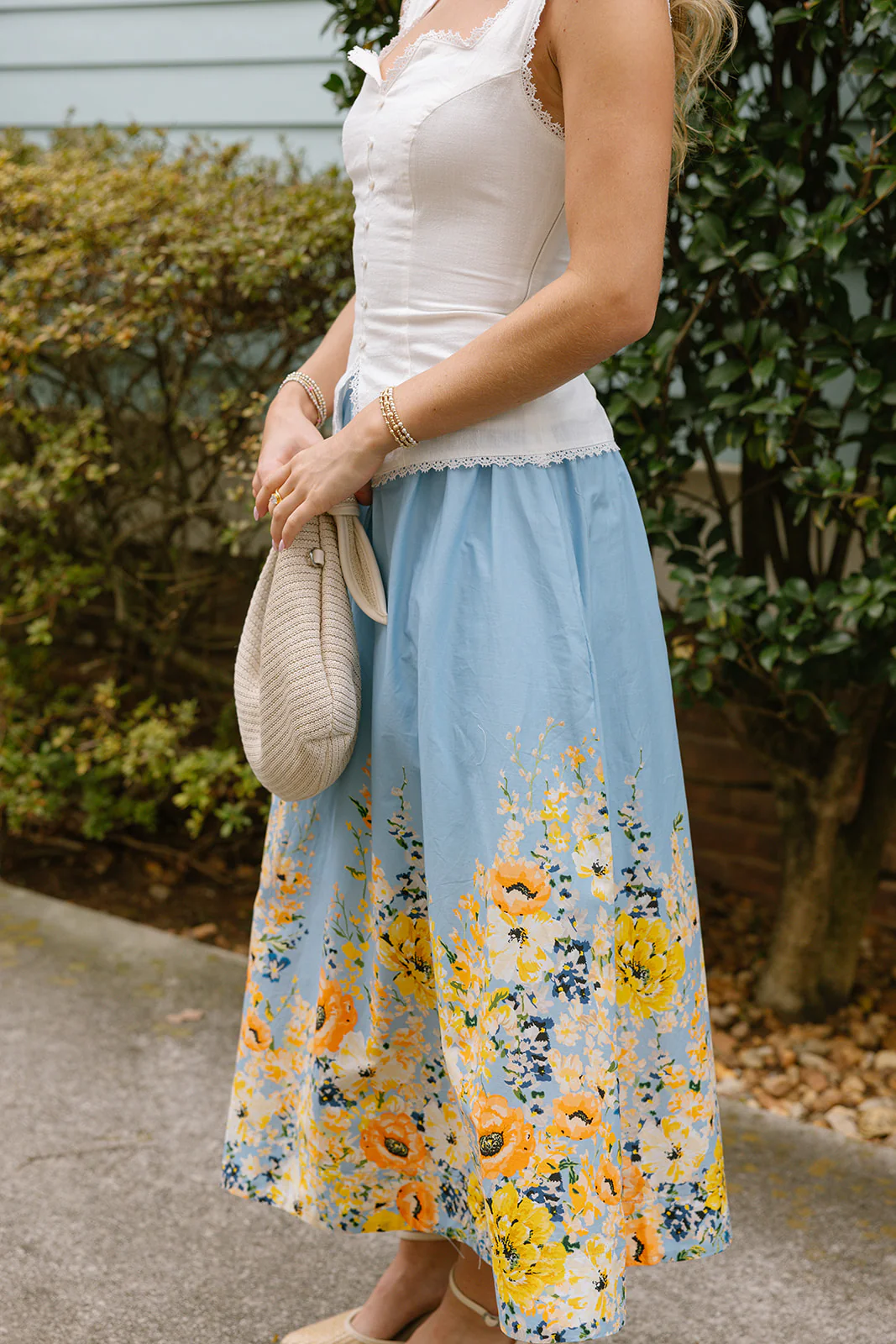 Ellie Blue Multi Floral Midi Skirt - Image 5