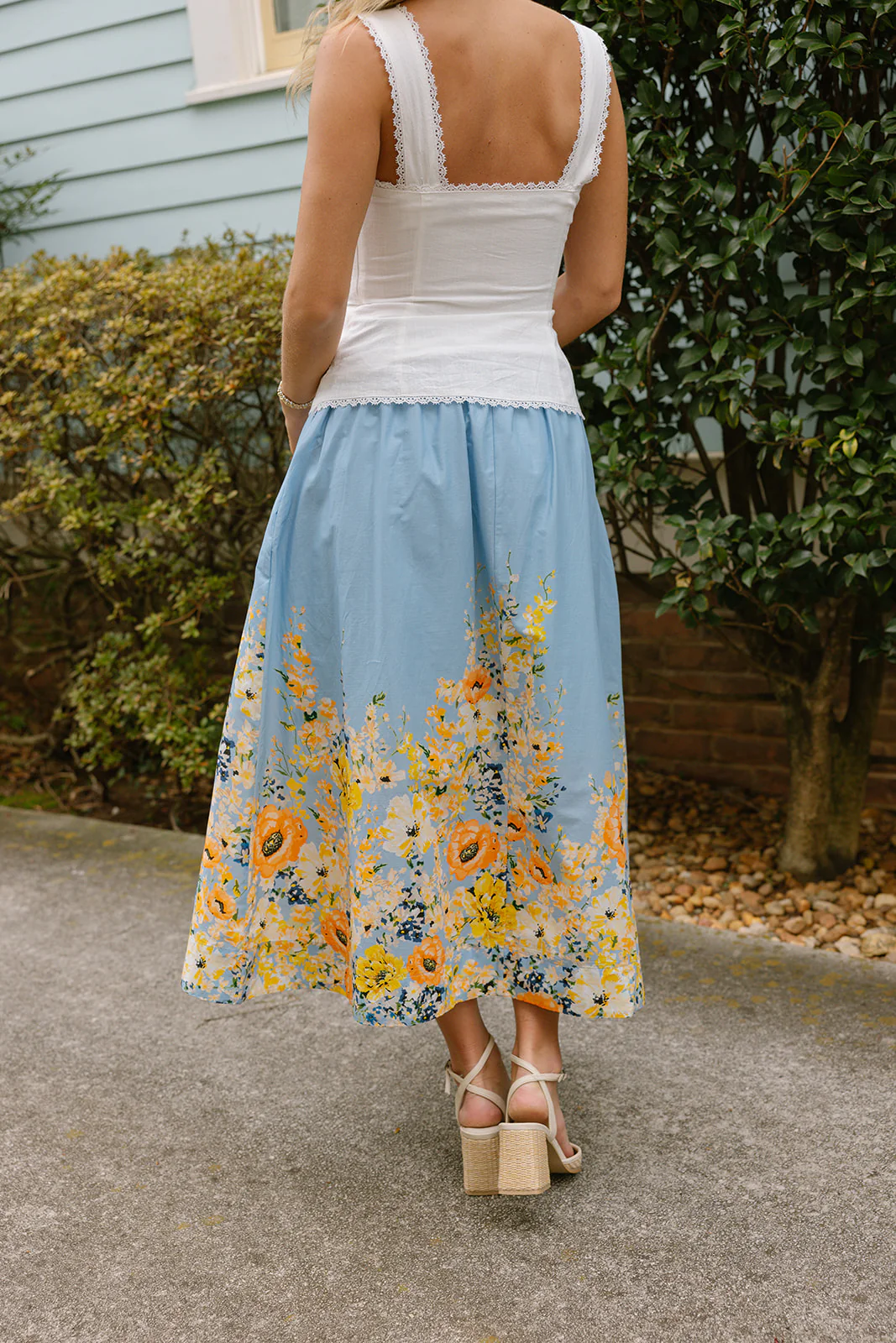 Ellie Blue Multi Floral Midi Skirt - Image 6