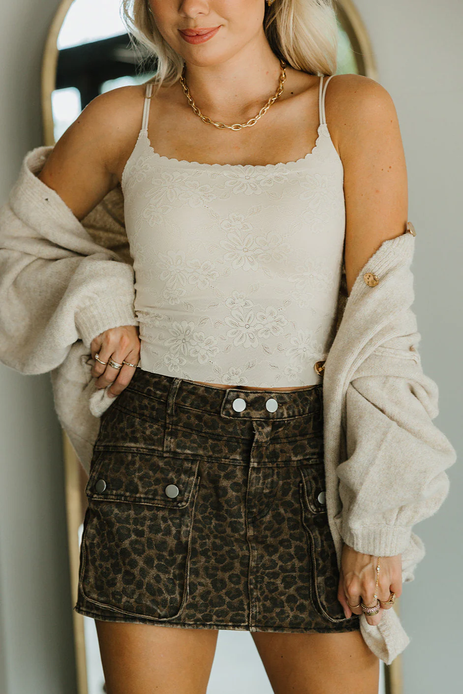 Ellie Cream Floral Lace Brami Tank - Image 2