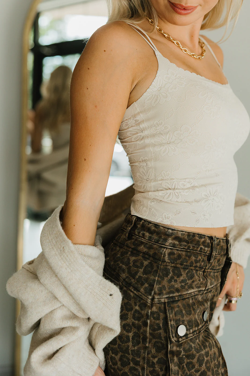 Ellie Cream Floral Lace Brami Tank - Image 3