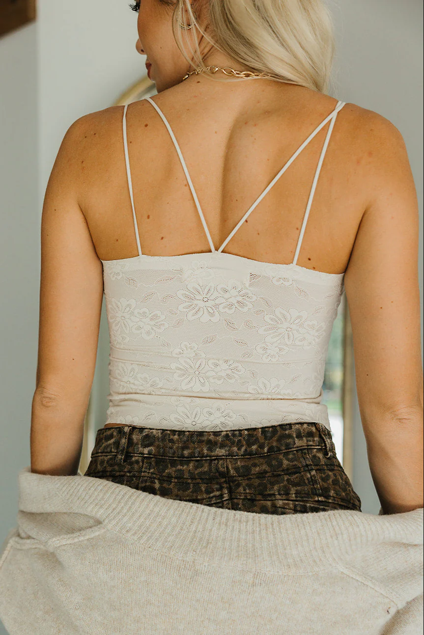 Ellie Cream Floral Lace Brami Tank - Image 6