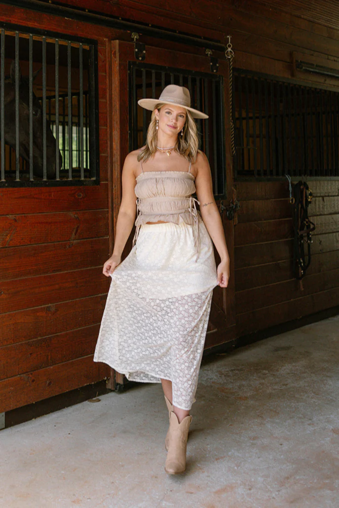 Ellie Cream Lace Midi Skirt