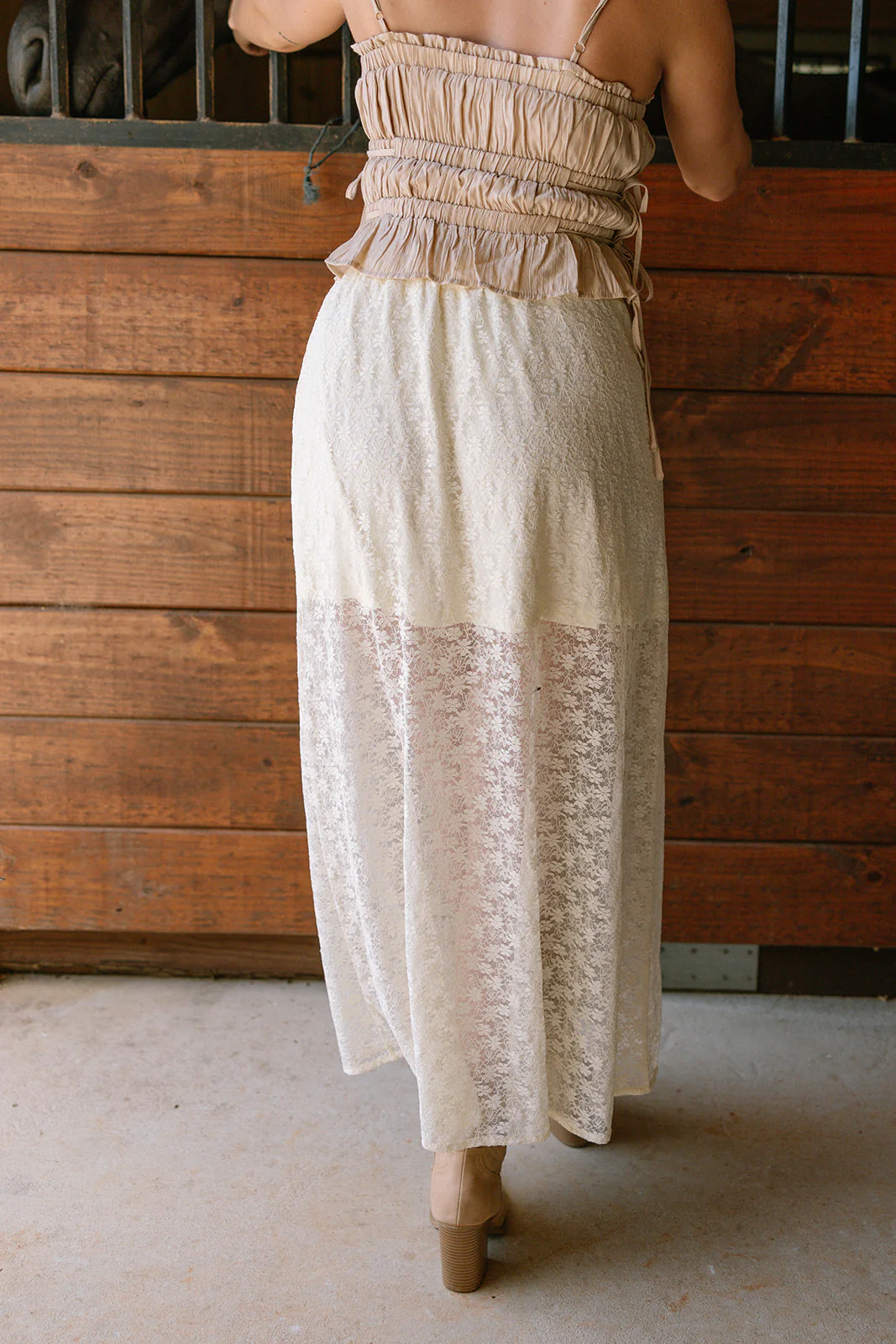 Ellie Cream Lace Midi Skirt - Image 6