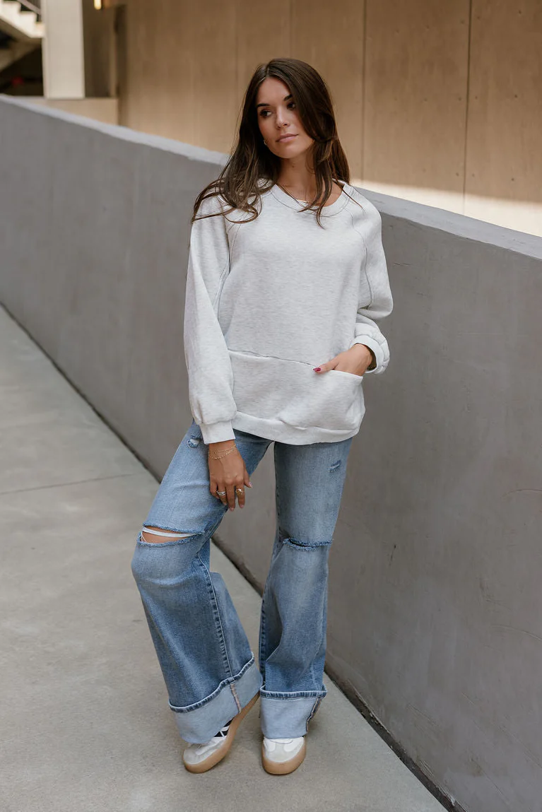 Ellie Heather Grey Pullover Sweatshirt - Image 2