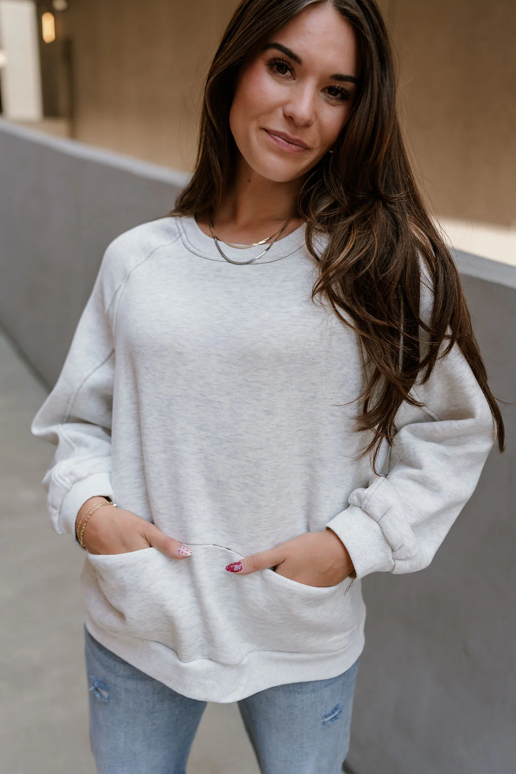 Ellie Heather Grey Pullover Sweatshirt - Image 3