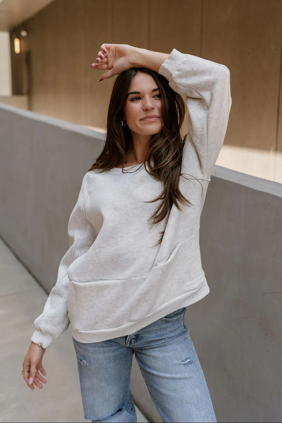Ellie Heather Grey Pullover Sweatshirt - Image 4