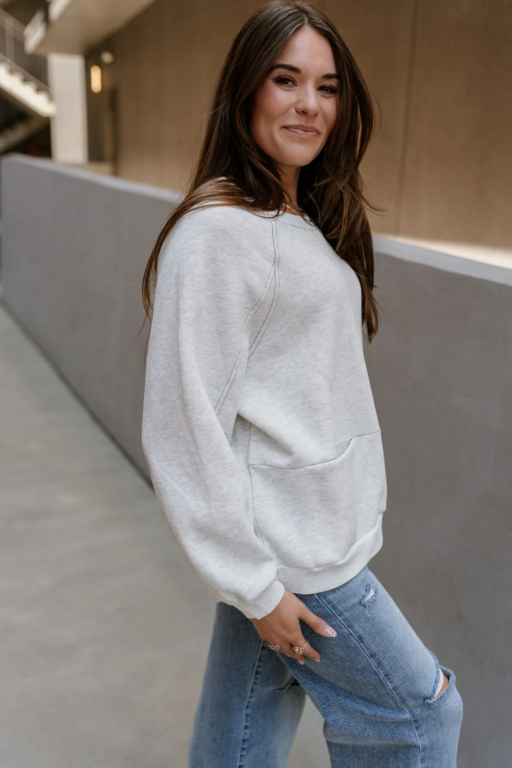 Ellie Heather Grey Pullover Sweatshirt - Image 5