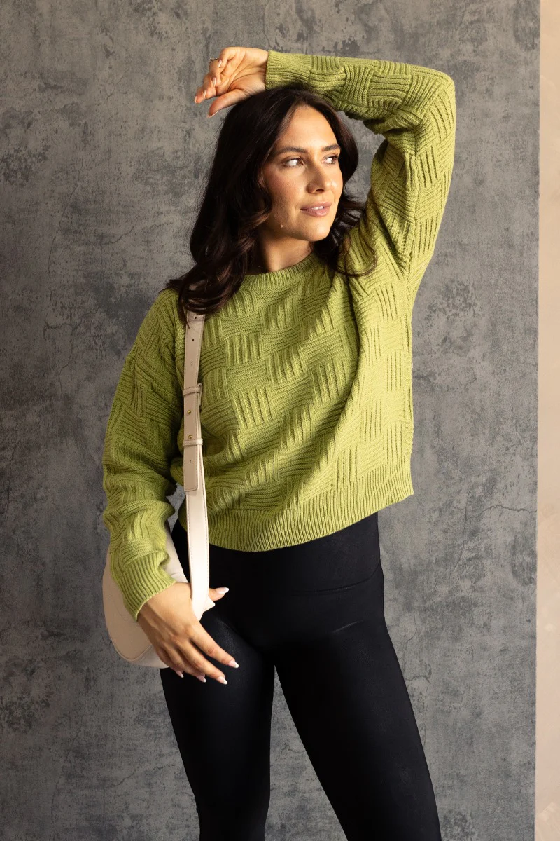 Ellie Pale Olive Long Sleeve Sweater
