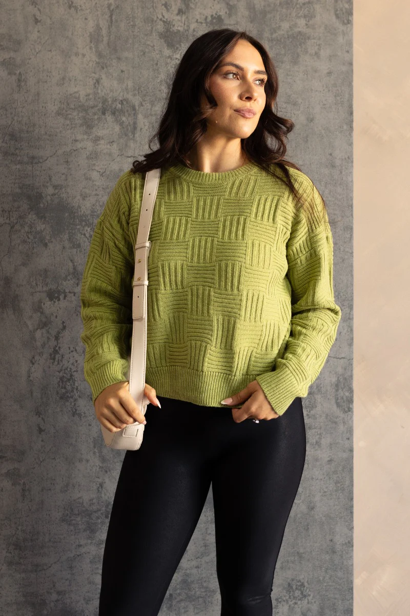 Ellie Pale Olive Long Sleeve Sweater - Image 2