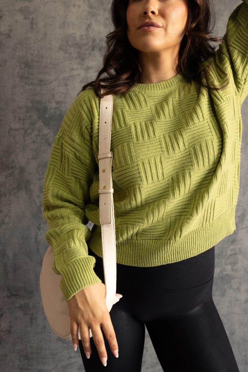 Ellie Pale Olive Long Sleeve Sweater - Image 3