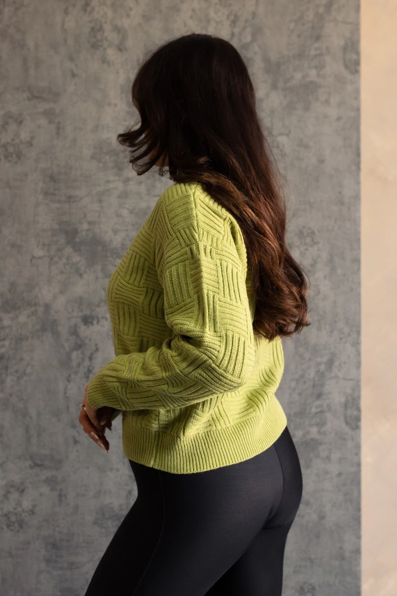 Ellie Pale Olive Long Sleeve Sweater - Image 4