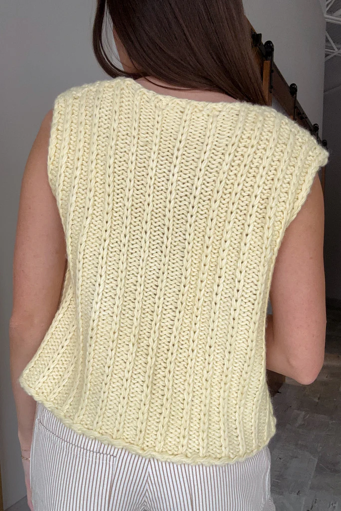Ellie Pale Yellow Front Tie Knit Tank - Image 4