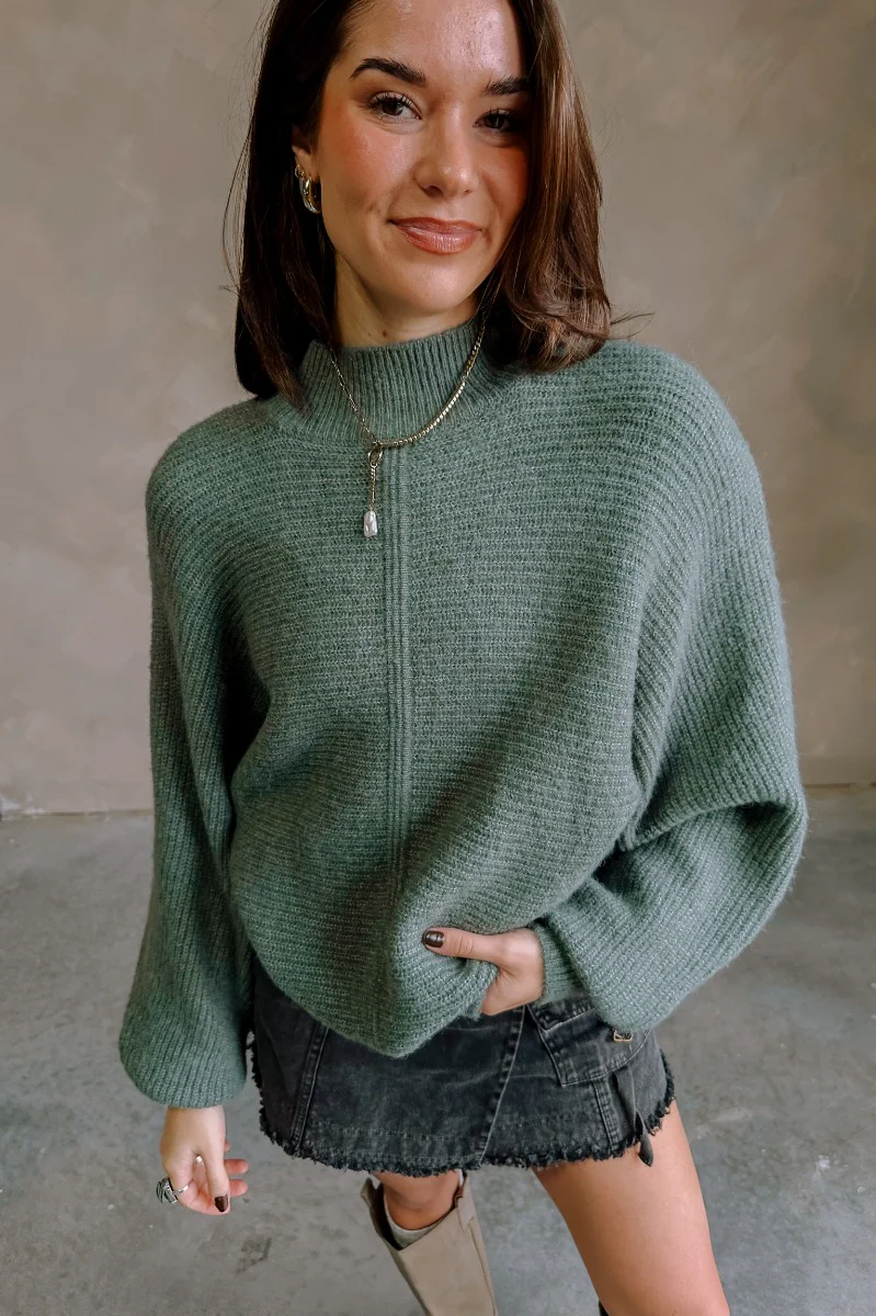 Elliott Green Mock Neck Sweater - Image 3