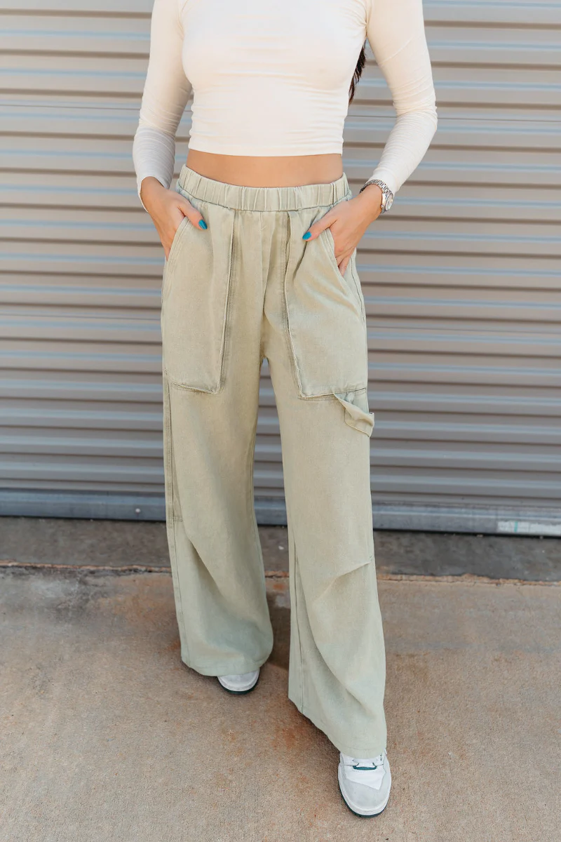 Ellison Denim Cargo Pants in Light Sage - Image 5