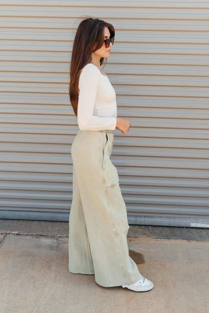 Ellison Denim Cargo Pants in Light Sage - Image 6
