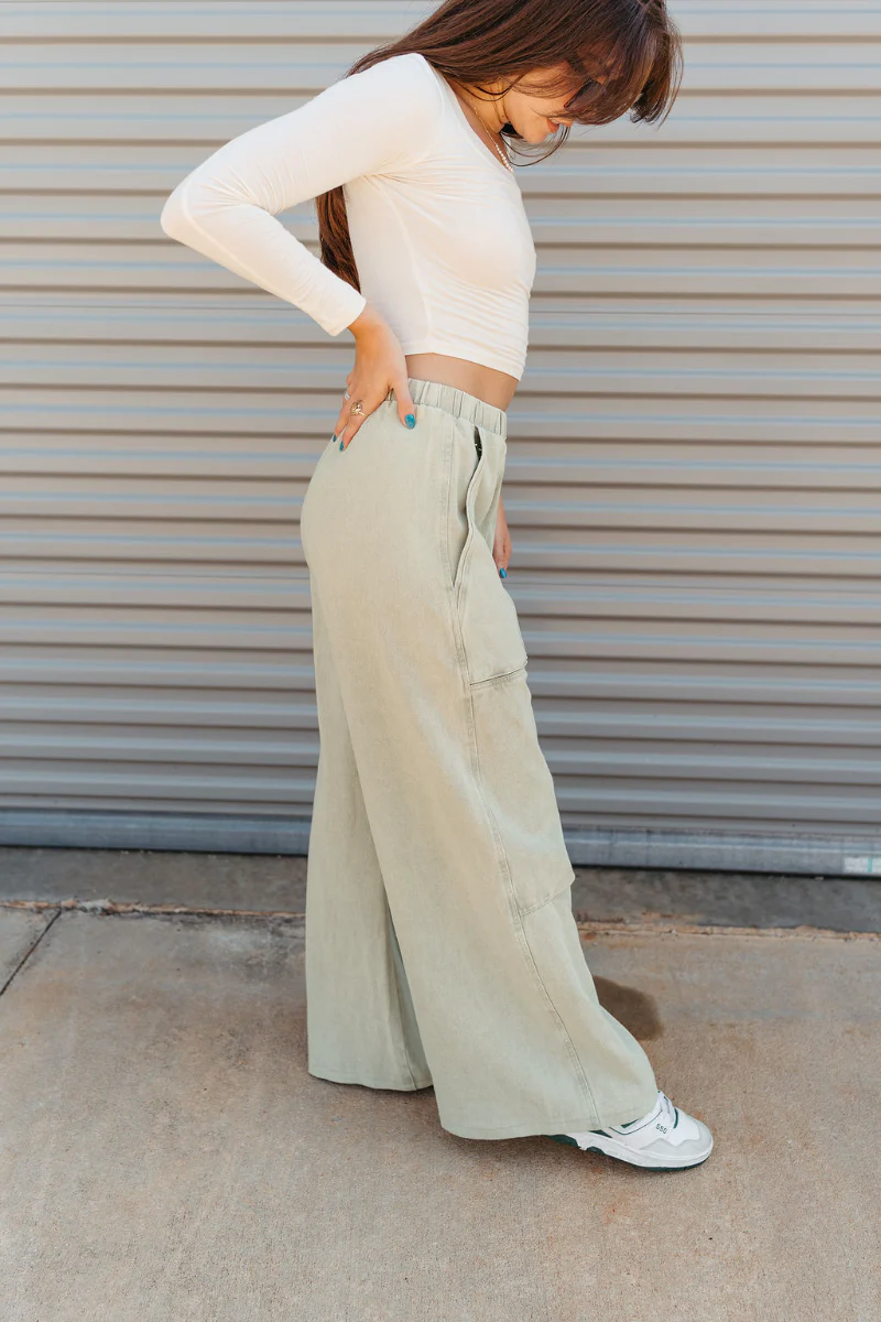 Ellison Denim Cargo Pants in Light Sage - Image 7