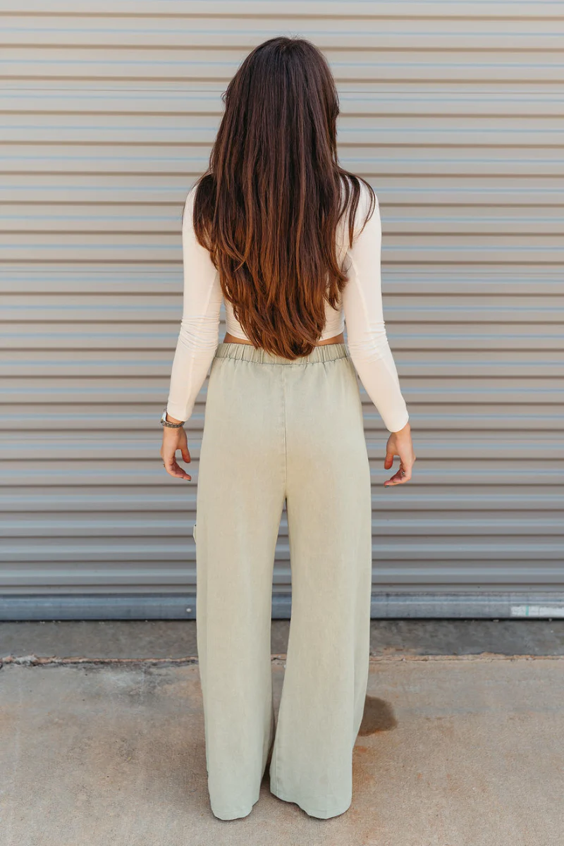 Ellison Denim Cargo Pants in Light Sage - Image 8