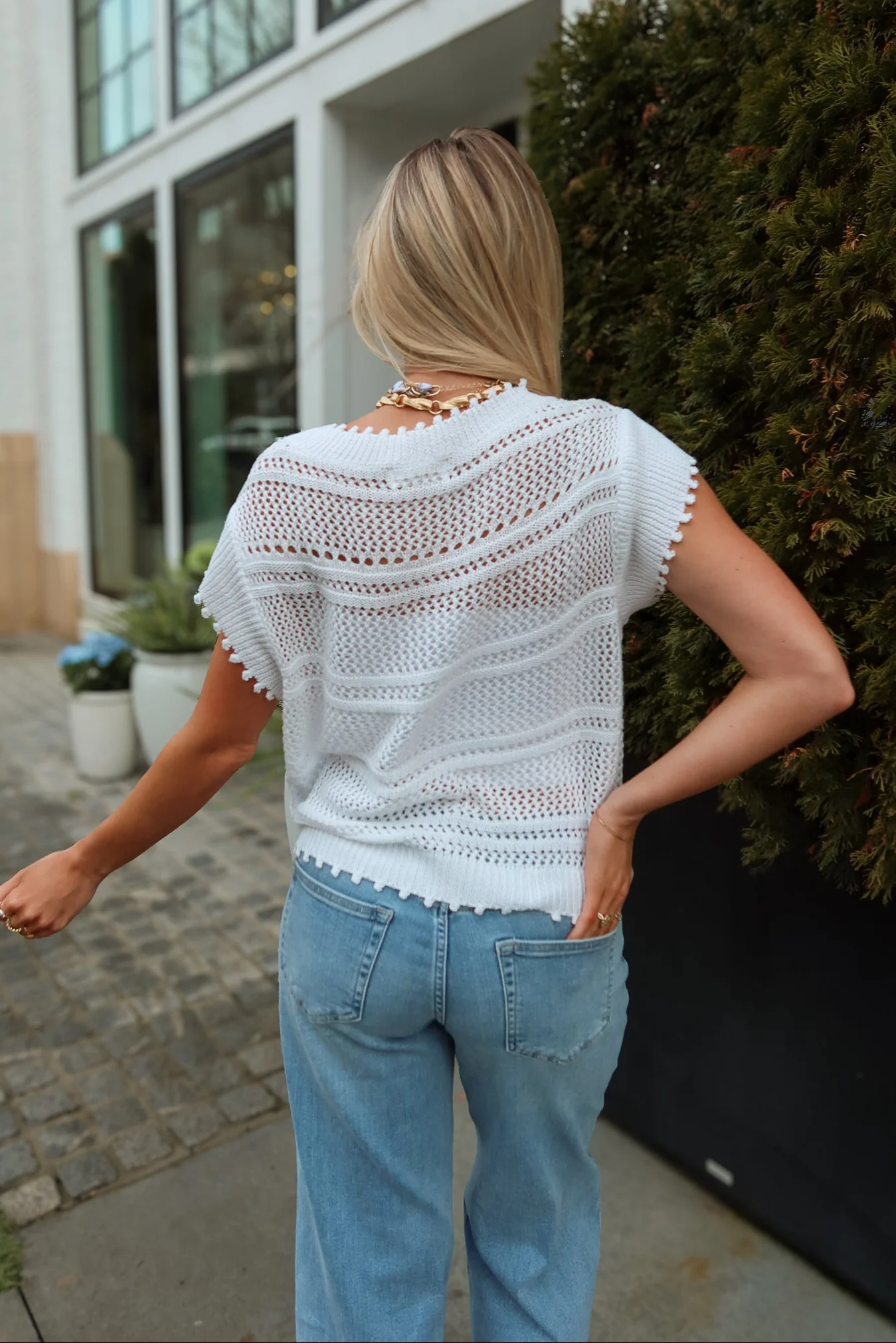 Elly White Ruched Knit Top - Image 7