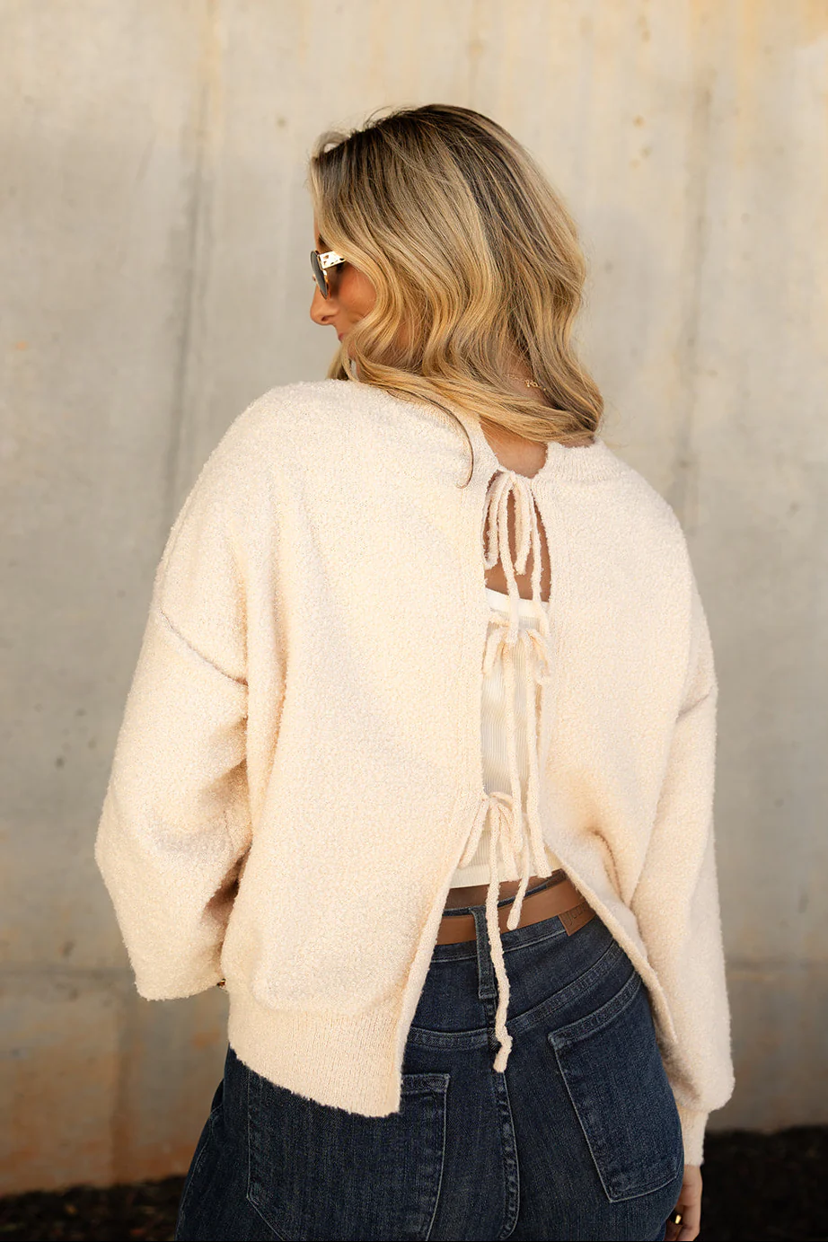 Elodia Cream Back Ties Sweater - Image 7