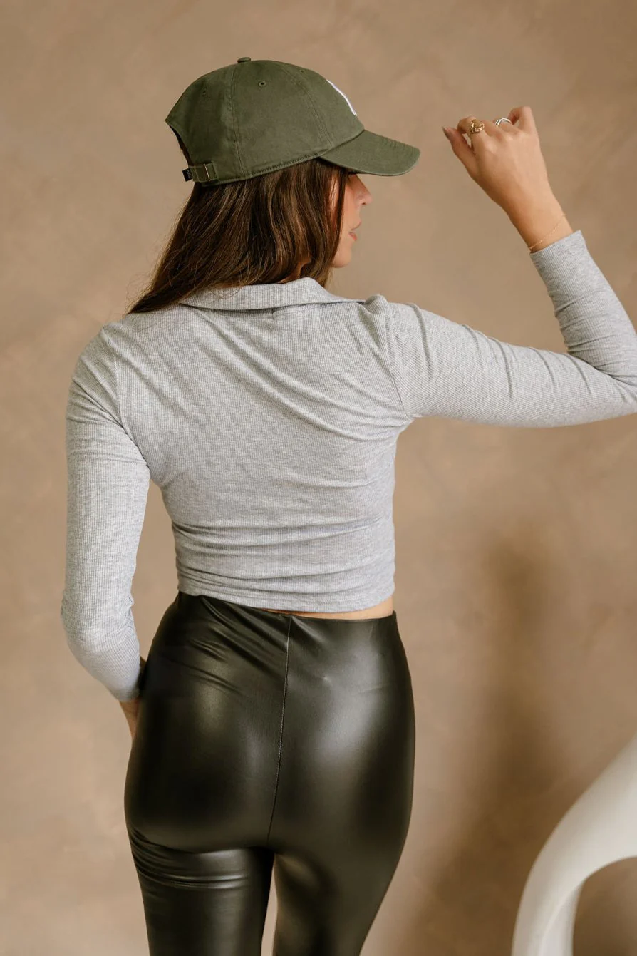Elodie Heather Grey Long Sleeve Top - Image 4
