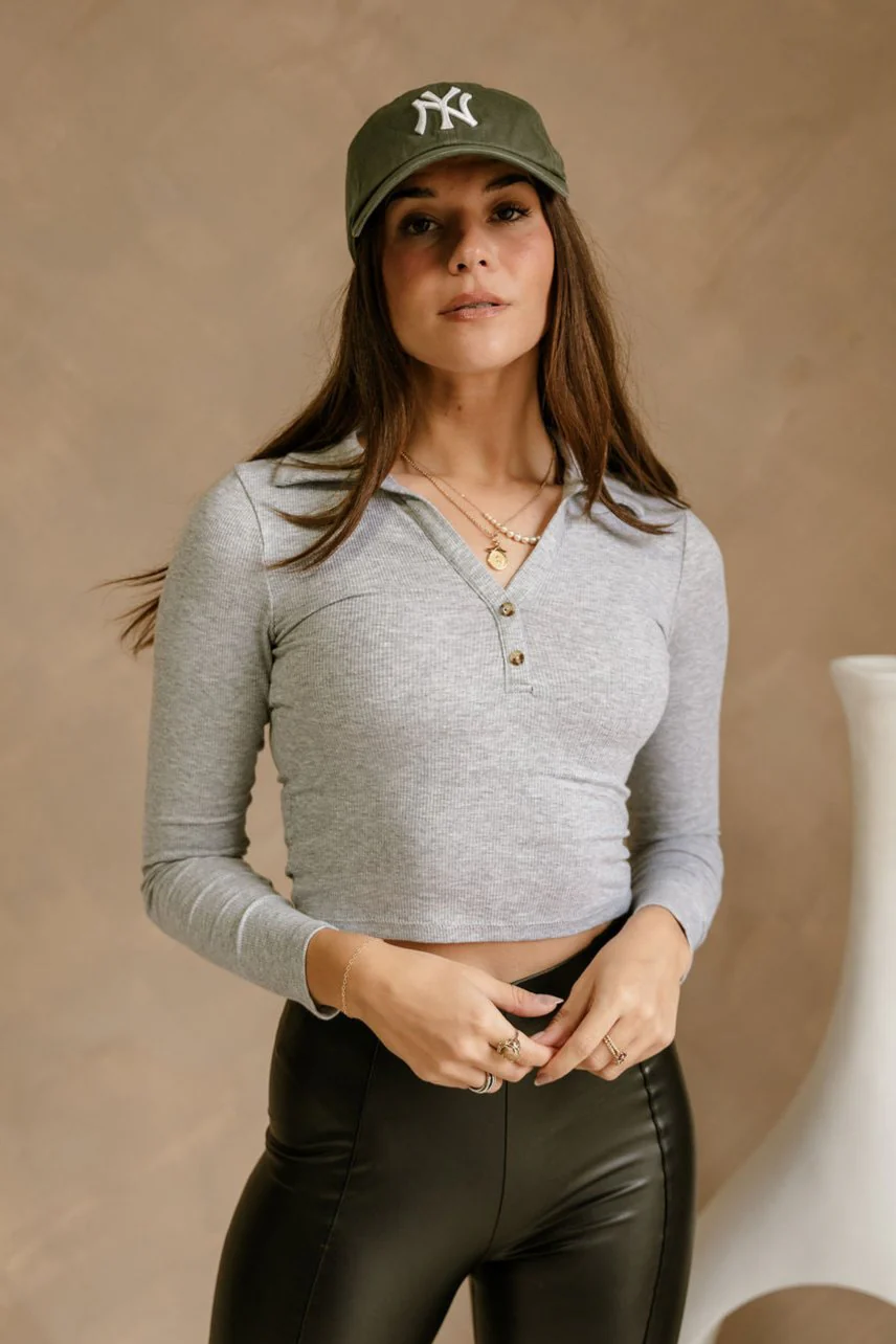 Elodie Heather Grey Long Sleeve Top - Image 7