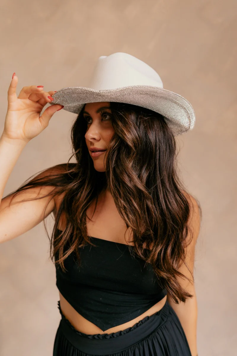 Eloise Ivory & Rhinestone Cowgirl Hat - Image 2
