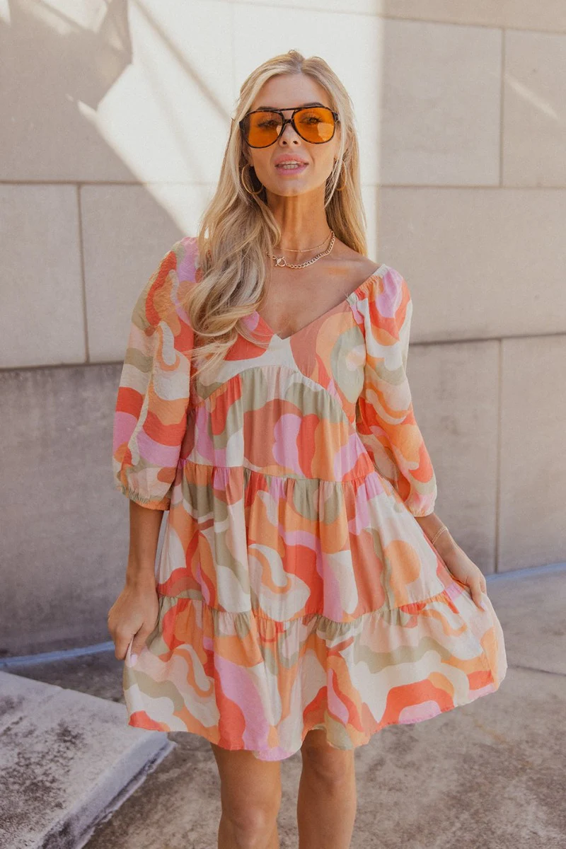 Eloise Multi-Color Swirl Print Mini Dress