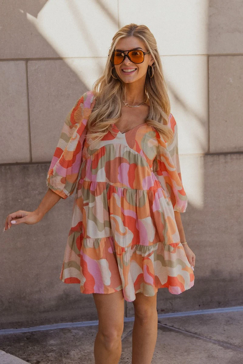 Eloise Multi-Color Swirl Print Mini Dress - Image 2