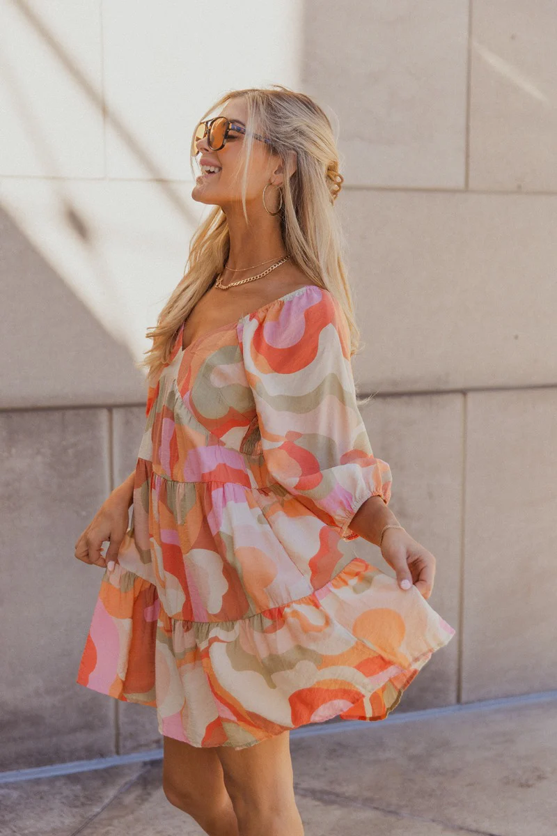 Eloise Multi-Color Swirl Print Mini Dress - Image 3