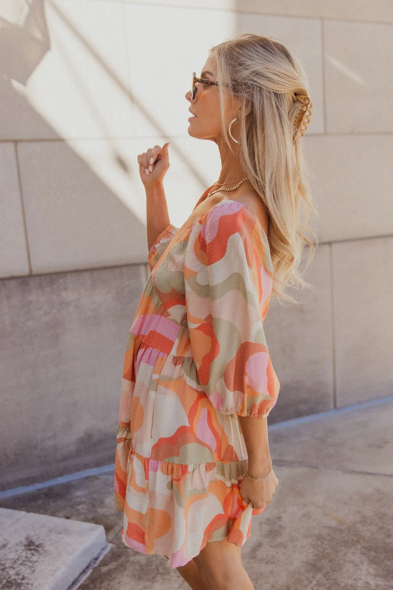 Eloise Multi-Color Swirl Print Mini Dress - Image 4