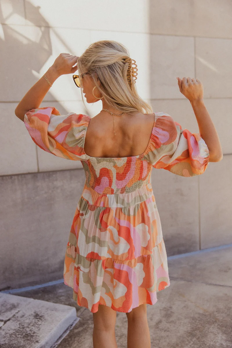 Eloise Multi-Color Swirl Print Mini Dress - Image 5