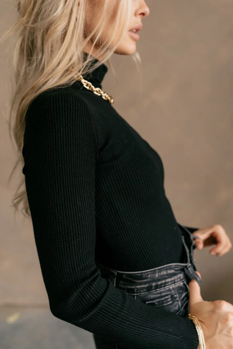 Elora Black Long Sleeve Ribbed Turtleneck - Image 4