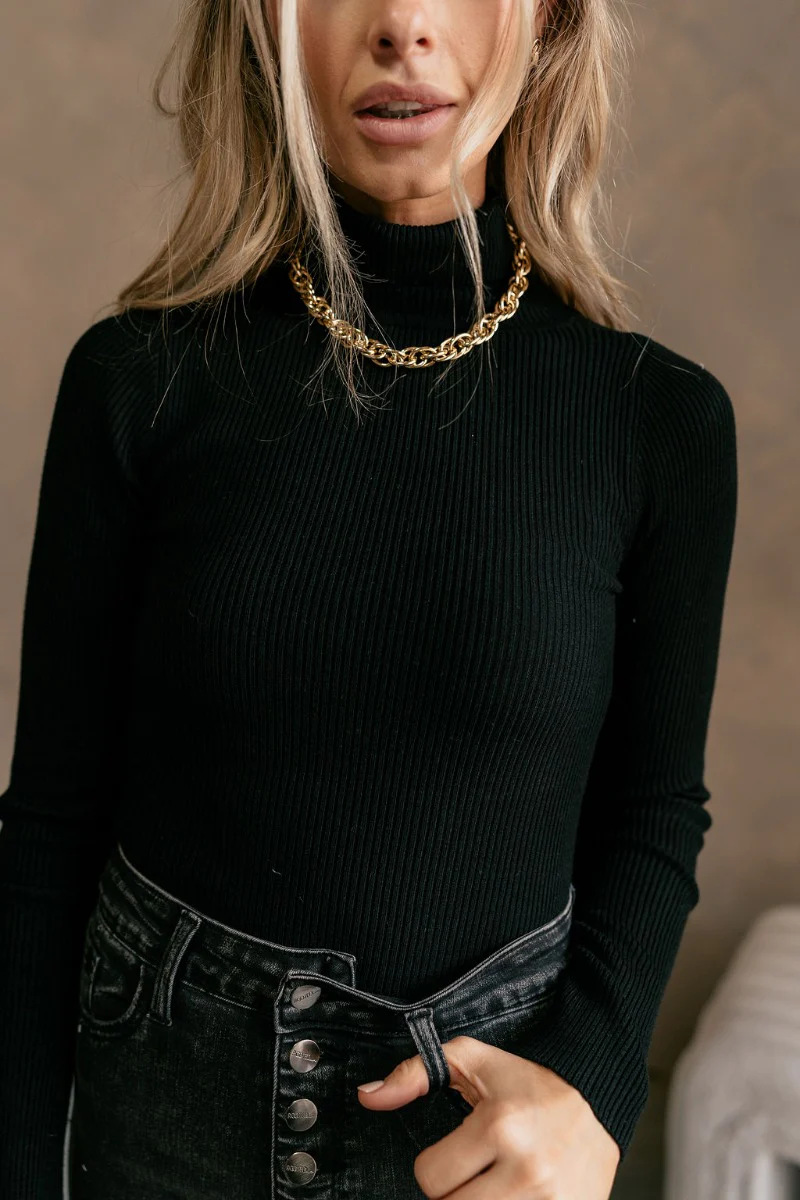 Elora Black Long Sleeve Ribbed Turtleneck - Image 5