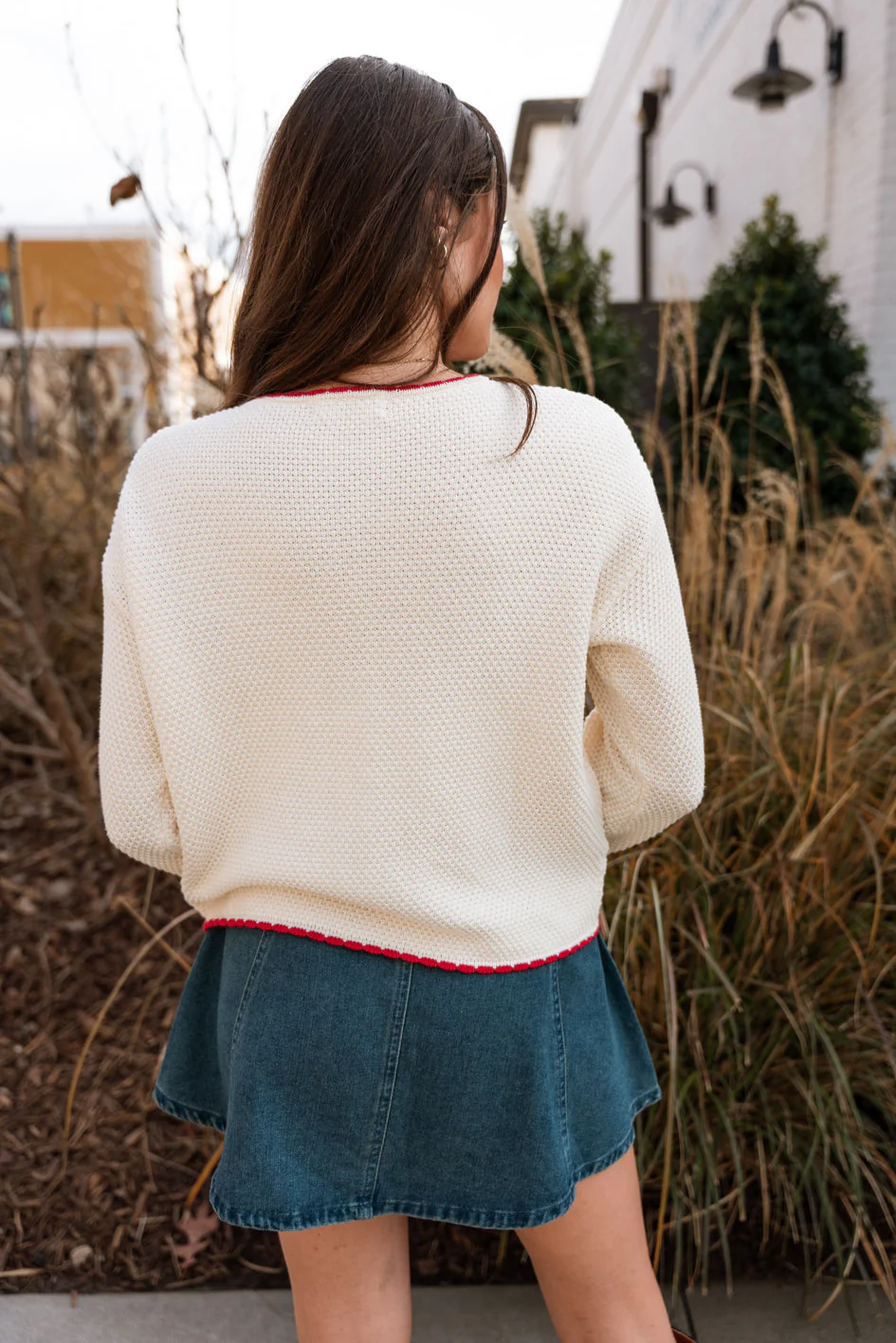 Elora Cream & Red Button-Up Cardigan - Image 3