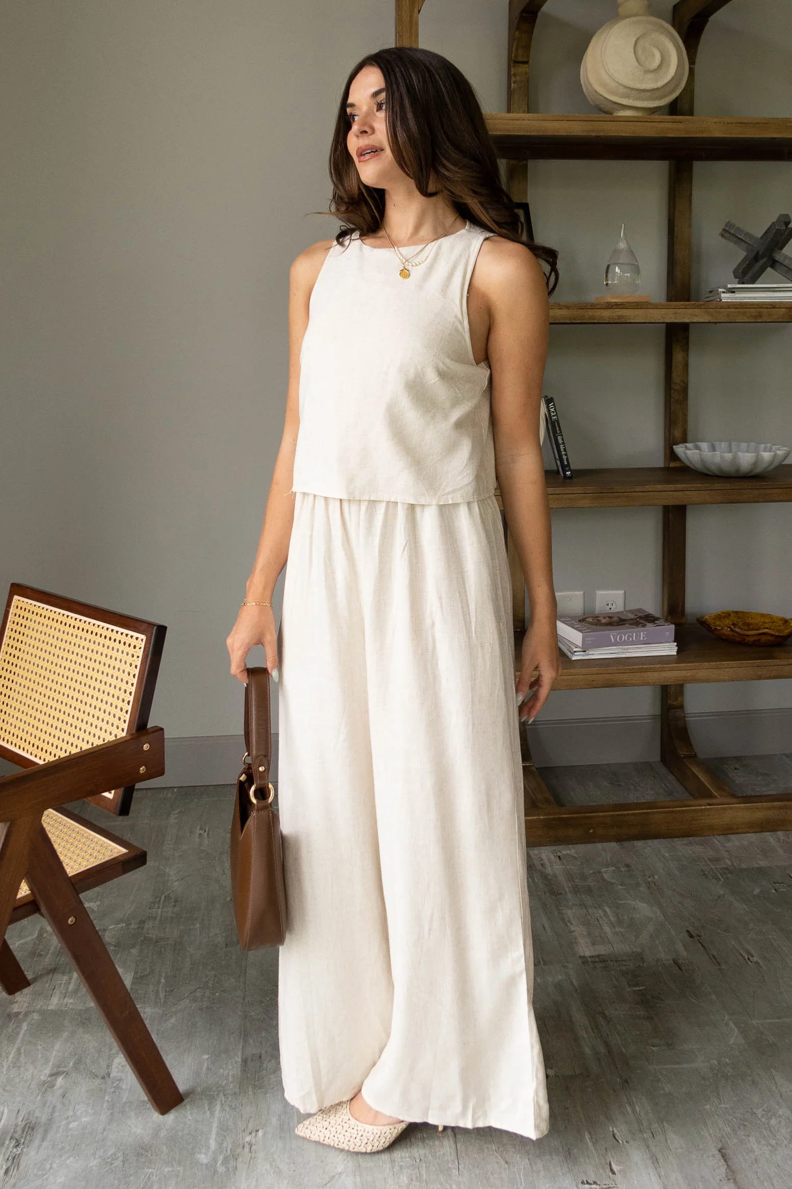 Elora Natural Sleeveless Linen Jumpsuit - Image 7