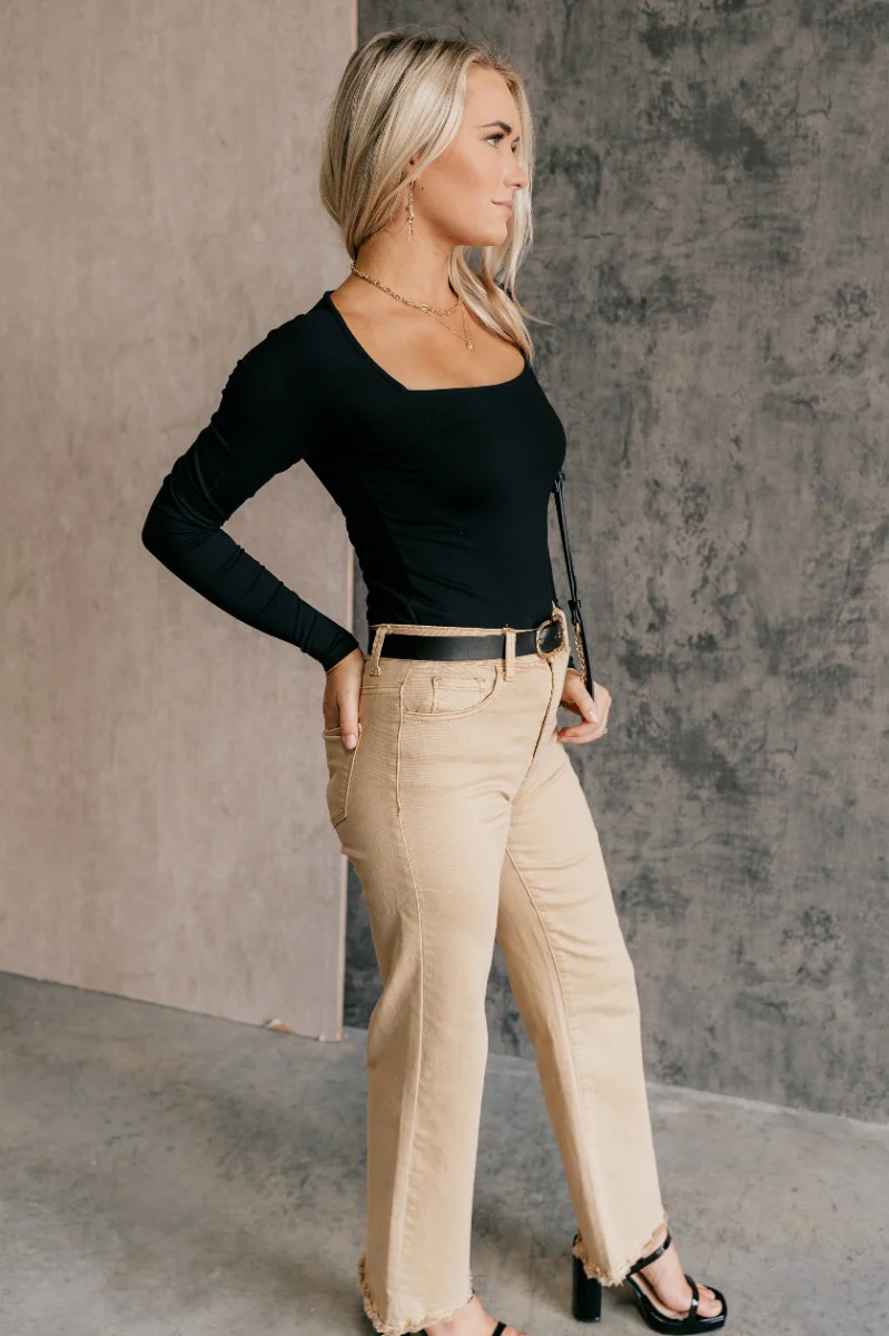 Elsie Black Square Neckline Long Sleeve Bodysuit - Image 6