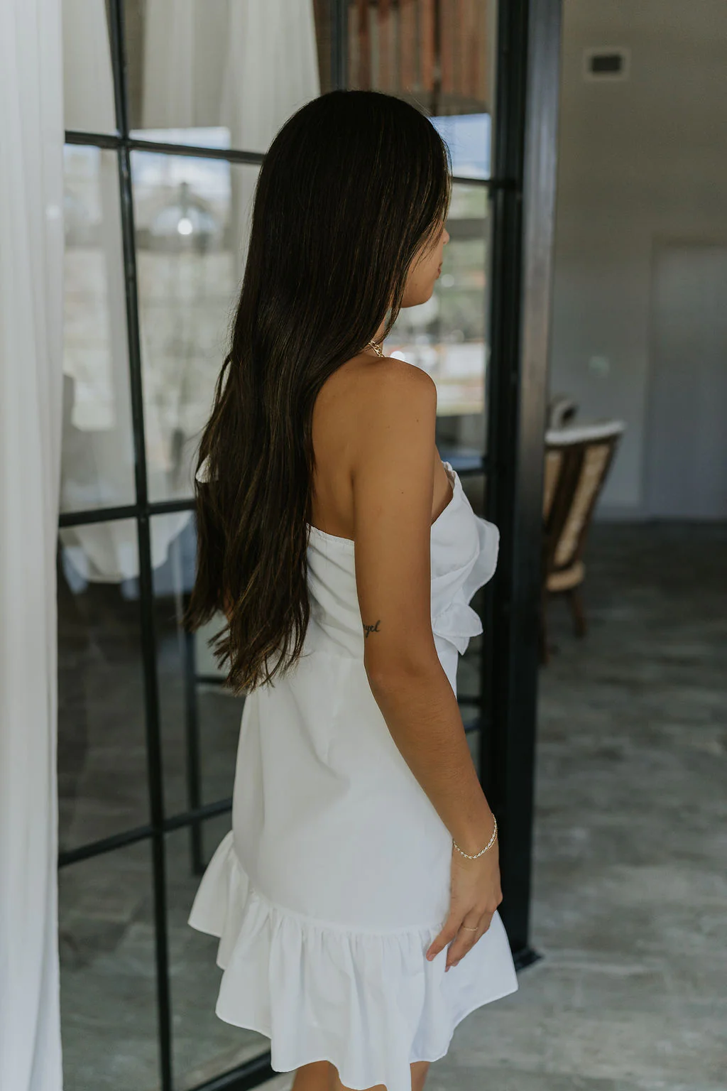 Elyse White Ruffled One Shoulder Dress - Image 6