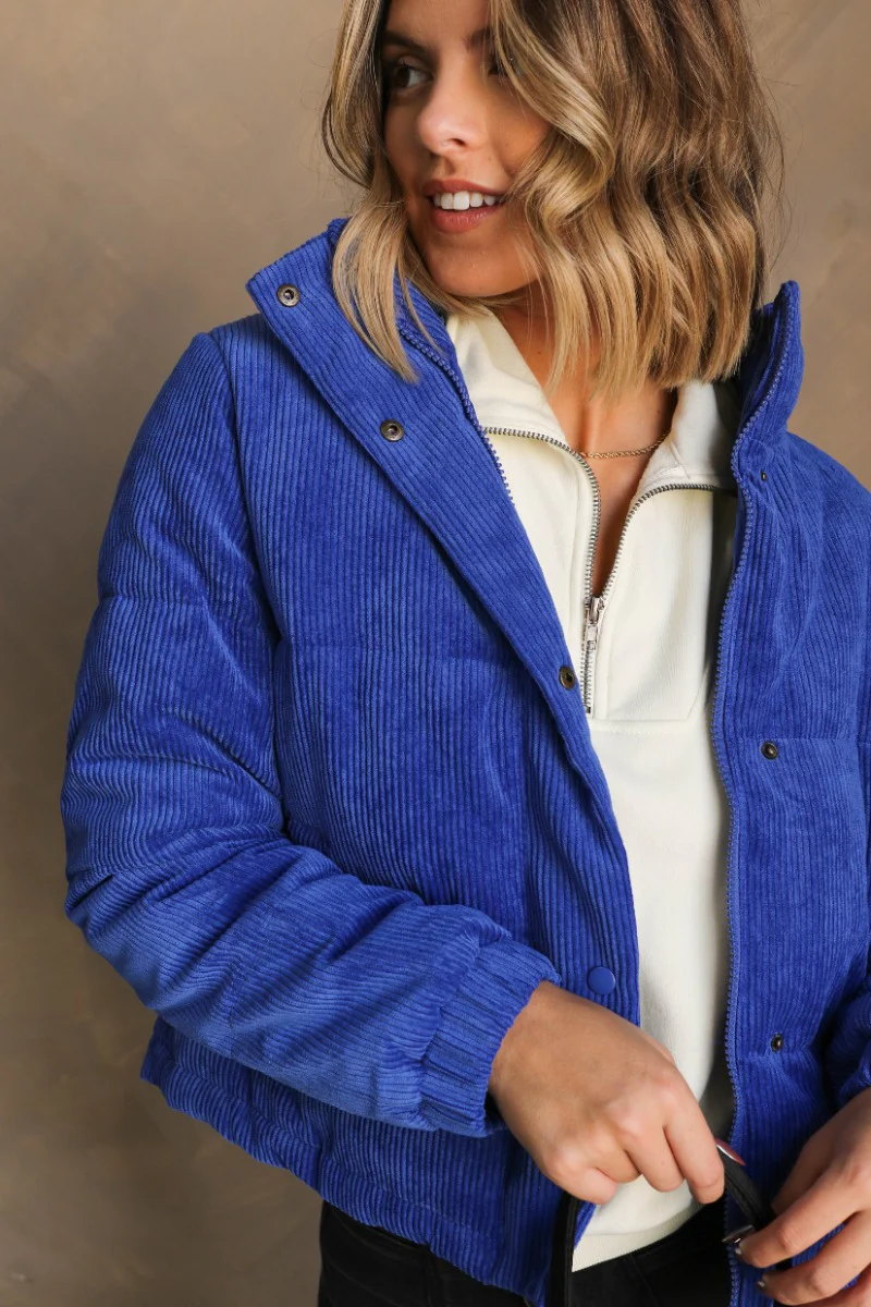 Ember Blue Corduroy Puffer Jacket - Image 5