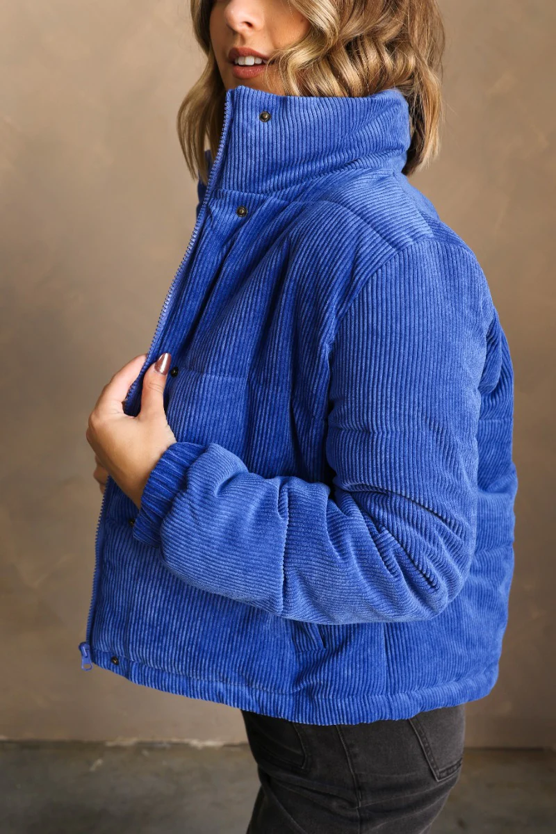 Ember Blue Corduroy Puffer Jacket - Image 7