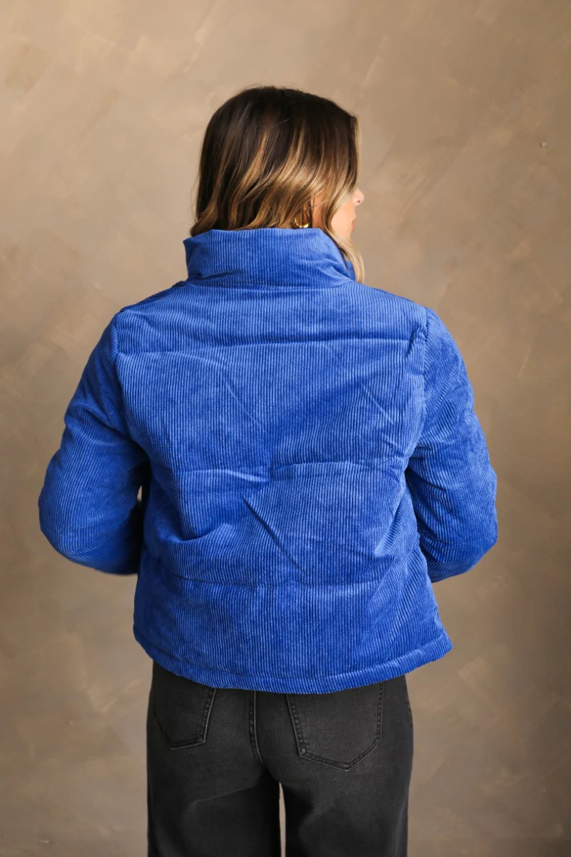 Ember Blue Corduroy Puffer Jacket - Image 8