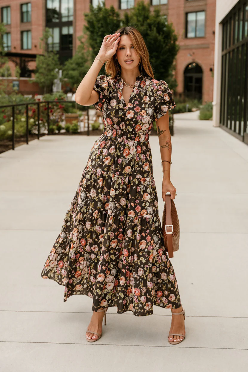 Emelia Brown Multi Floral Maxi Dress