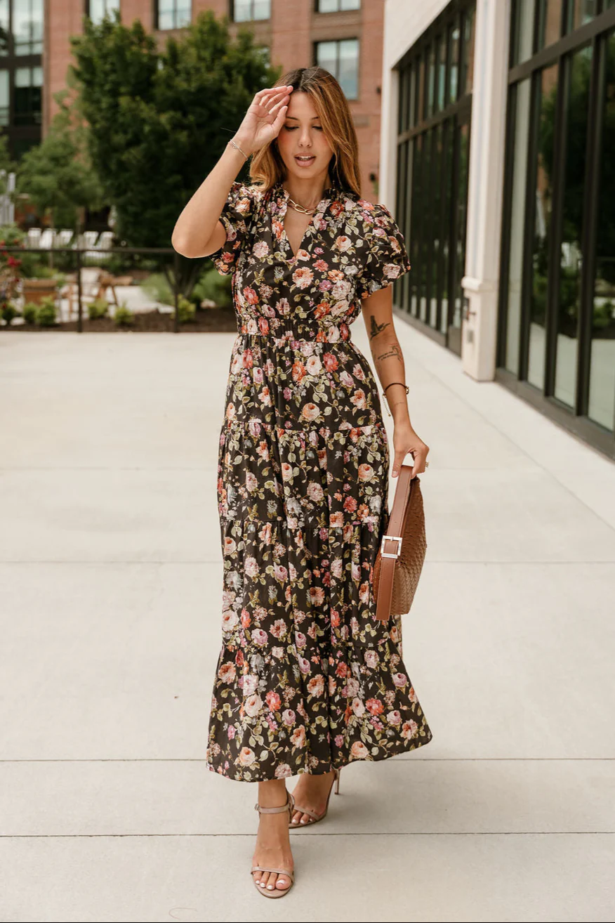 Emelia Brown Multi Floral Maxi Dress - Image 5