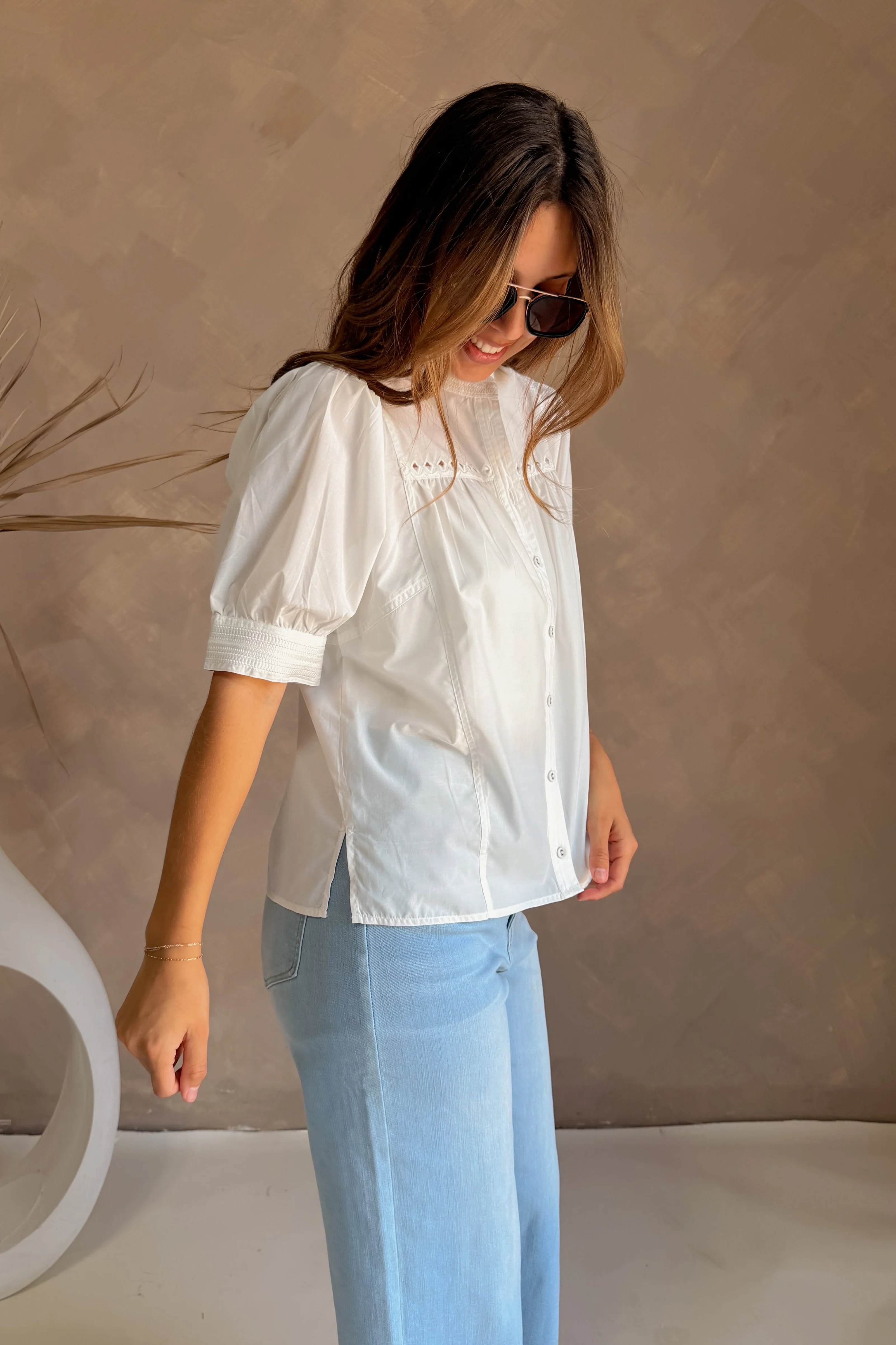 Emelie White Puff Sleeve Top - Image 7