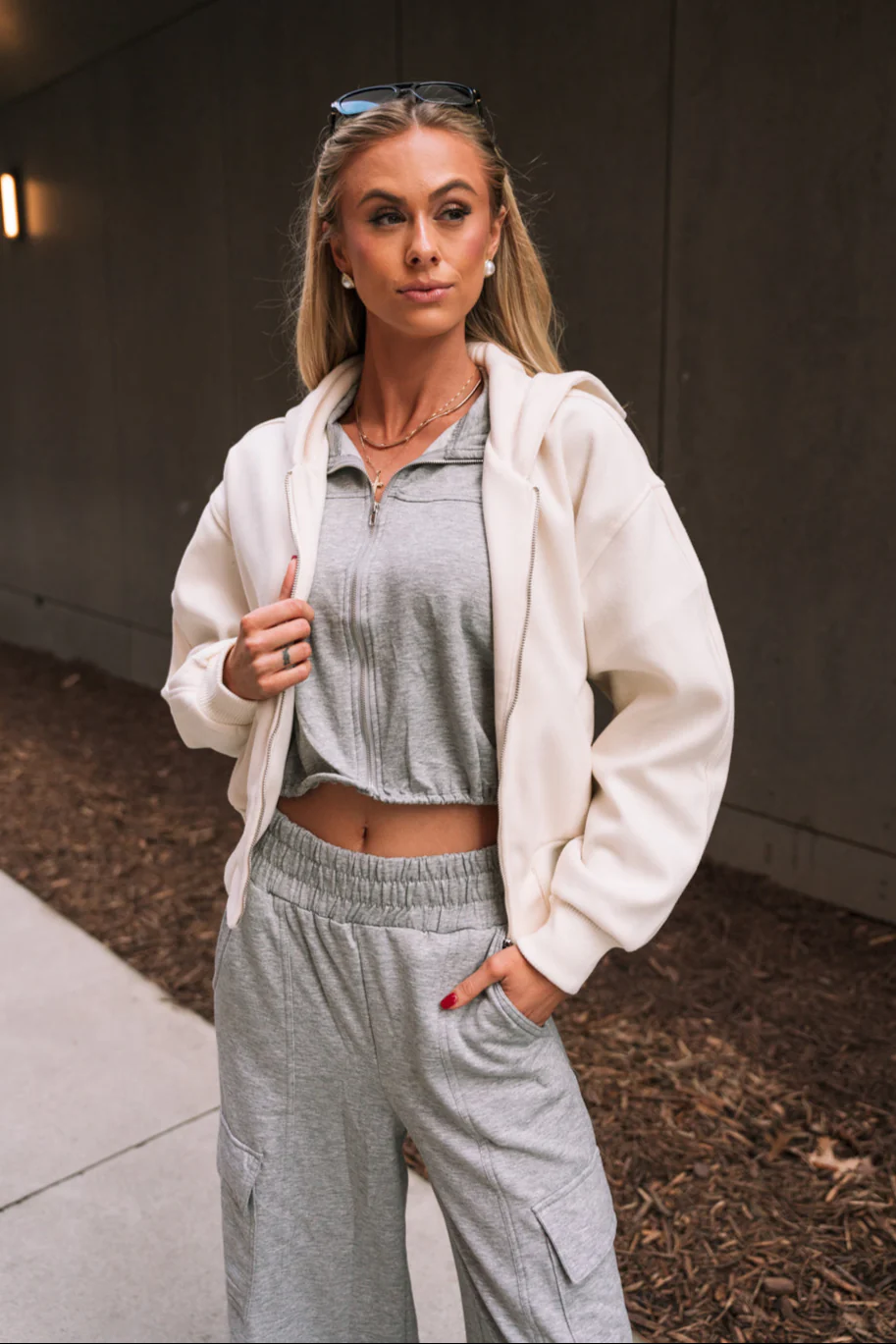 Emely Cream Zip-Up Hoodie Jacket - Image 2